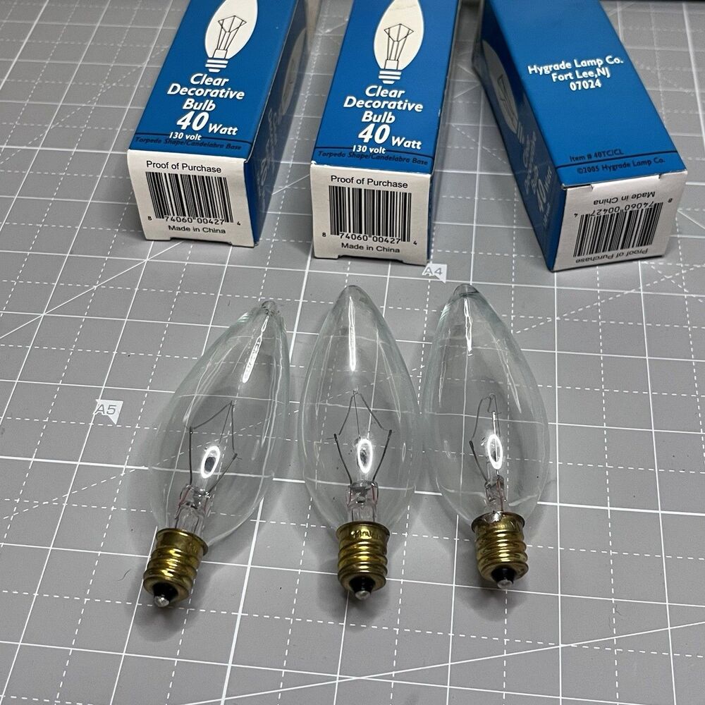 Lot of 3 Chandelier 40W 130V Bulbs